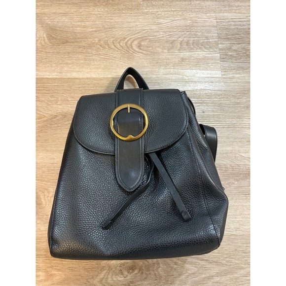 Polo Ralph Lauren Black Pebbled Leather Buckle Lennox Backpack Bag Gold Hardware main image 5